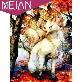 

2020 Meian Fox Diamond Painting Fox Cross Stitch Home Decor Diamond Embroidery Animal Picture Rhinestones Gift Handmade Wall Art