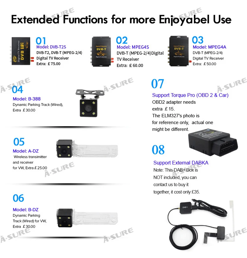 Clearance A-Sure 2 Din 8 Core  Android 8.0 Radio GPS DVD Navigation For Volkswagen VW GOLF MK5 MK6 PASSAT B6 TOURAN Polo Tiguan SEAT SKODA 23
