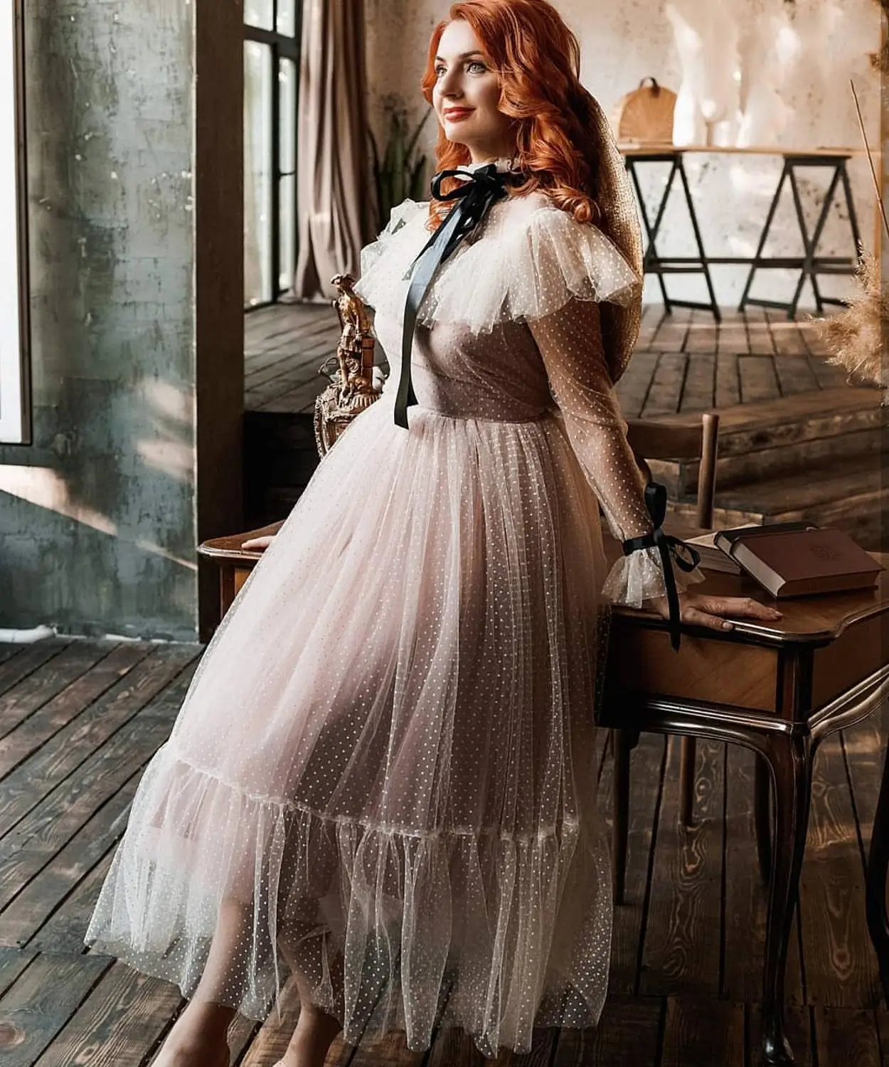 

Evening Dress A-Line 2020 Long Sleeve Special Occasion Women Party Dress Ankle Length Graceful Point Net Formal Gowns Gorgeous