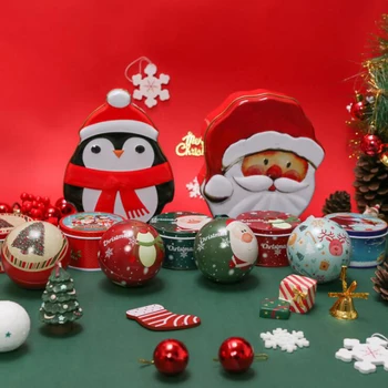 

20pcs Tinplate christmas decorations for home gift bag ball tin candy box новогодние подарки anta sacks adventskalender cadeau
