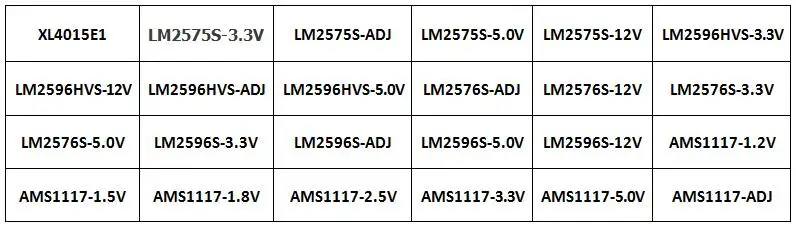 24 Values, XL4015E1, LM2575S, LM2596HVS, LM2596S, AMS1117,