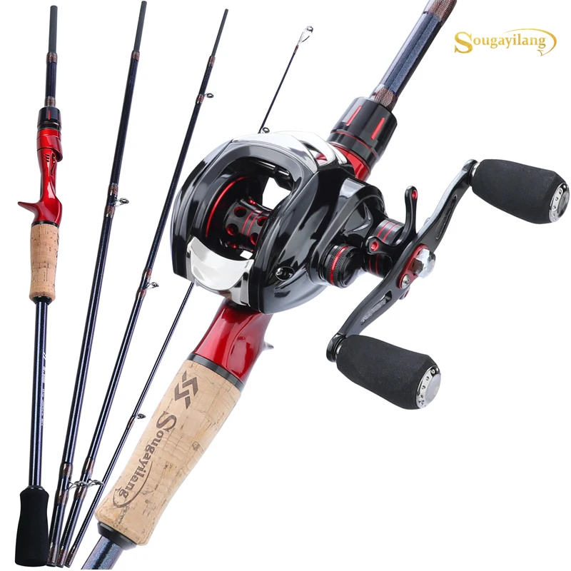 Sougayilang Top Quality Fishing Combo 1.8m 2.1m 2.4m 4 Sections Carbon