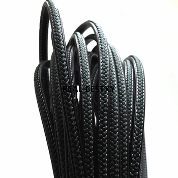 

5m/lot approx: 8*5mm black green Leather Cord Flat Braided Cord for Men Bracelet DIY Jewelry Making Accessories Wholesale cords