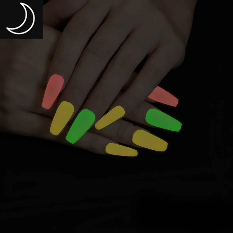 24pcs Alta Qualidade Multicolor Luminous Unhas Falsas