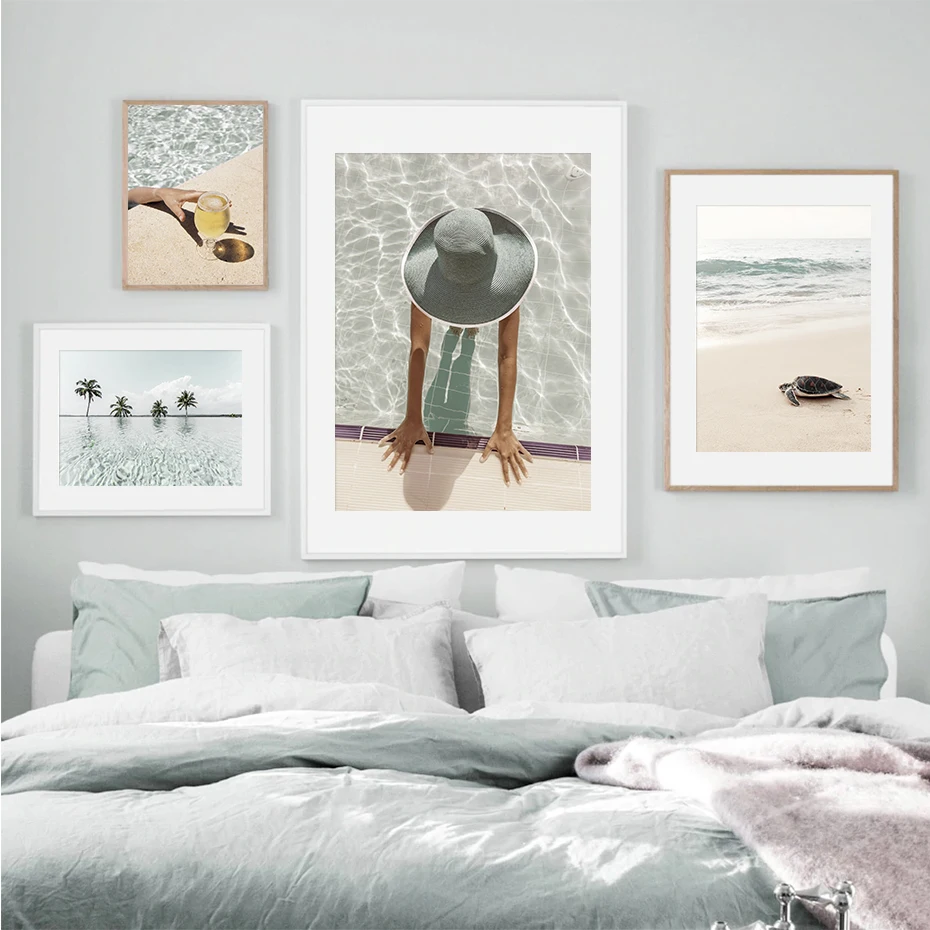 Modern-Swimming-Pool-Agave-Maldives-Beach-Seascape-Canvas-Painting-Wall-Art-Prints-Poster-Picture-Living-Room
