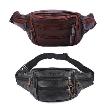 

Mens Multi-functional PU Leather Waist Pack Waist Bag Fanny Bag for Hiking Camping Travel