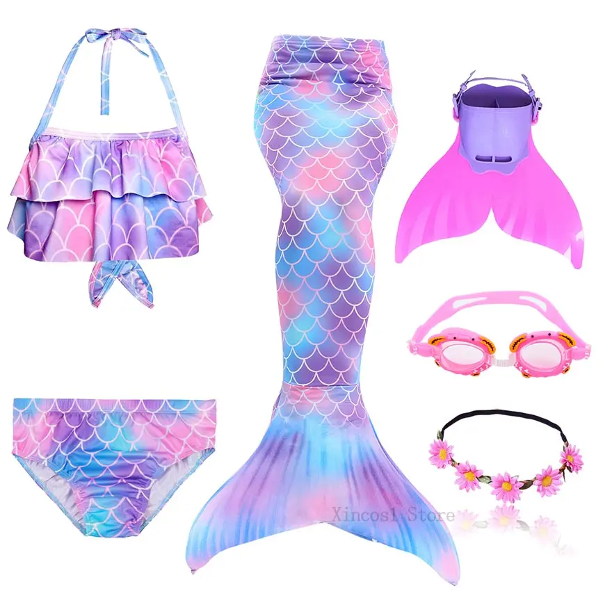 Package 1 Fancy NEW the Little Mermaid Tail with Garland or With Monofin Swimsuit for Kids Girls swimmable Bathing Suit Mermaid Costume - Цвет: Package 1
