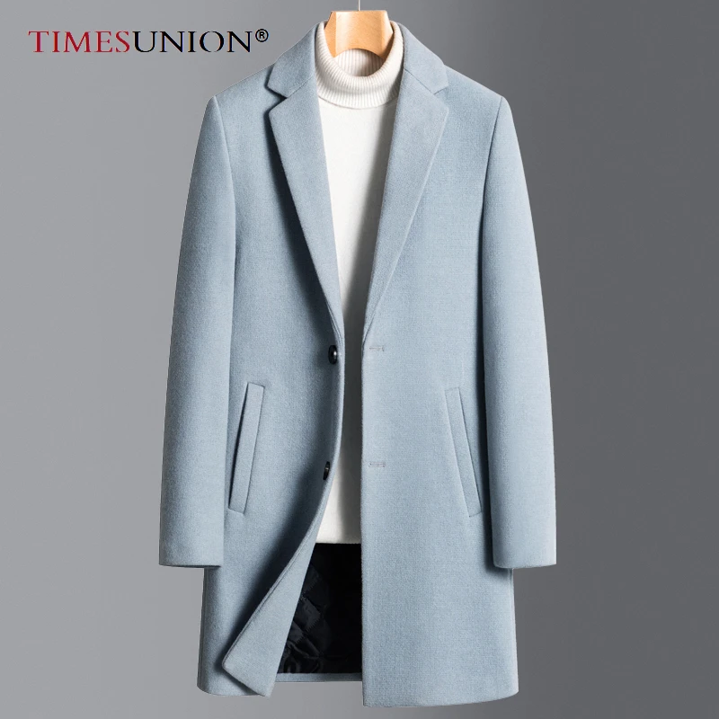 

Men Woolen Coats 2023 Winter Solid Color High Quality New Men's Long Wool Jacket Luxurious Slim Fit Business Clothing Male