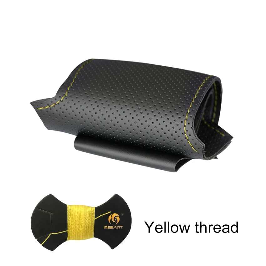MEWANT черный натуральная кожа ручной шитье обёрточная бумага чехол рулевого колеса автомобиля для BMW F10 F11(Touring) F07(GT) F12 F13 F06 F01 F02 - Название цвета: Yellow Thread