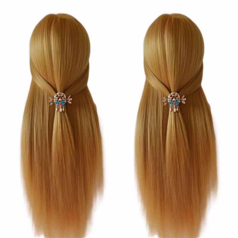 Achat 100% haute température Fiber Blonde cheveux Mannequin tête bonne formation tête pour tresse coiffure Mannequin tête avec pince gratuite