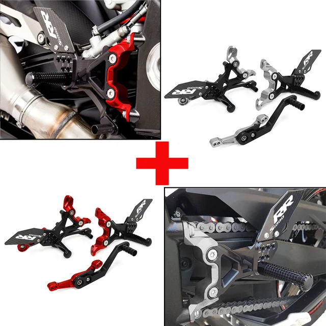 CNC Rearset Footrest Footpegs Carbon Fiber Wings for BMW S1000RR 2015-2018
