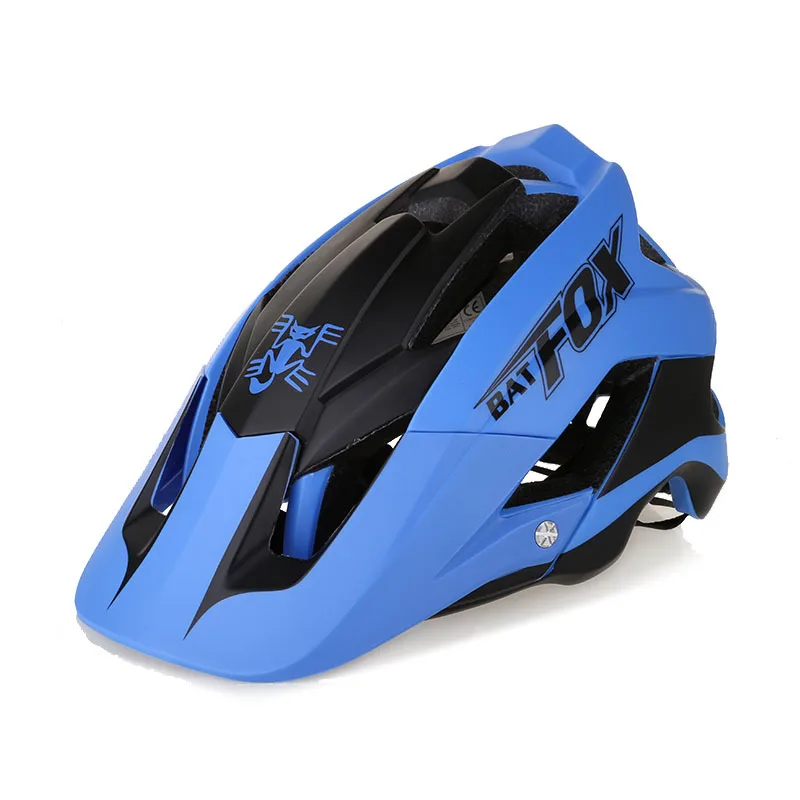 Велосипедный велосипедный шлем для горной дороги, шлем для велосипеда, безопасный для занятий спортом на открытом воздухе, легкий солнцезащитный большой козырек, шлем велосипедный шлем BATFOX - Цвет: black and blue