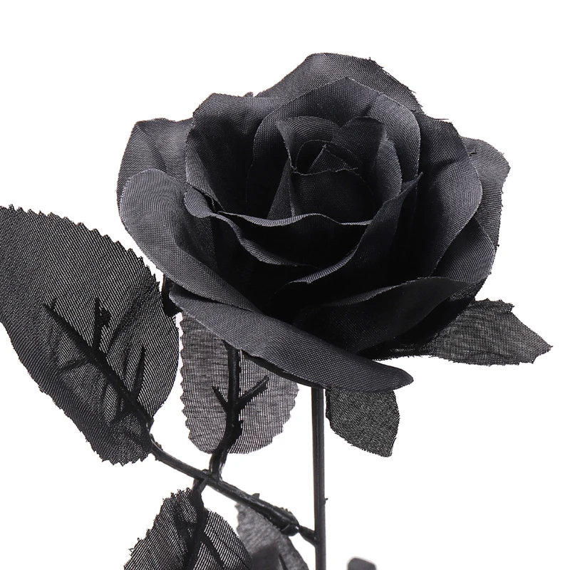 10pcs/Lot 45CM Artificial Black Rose Flower Halloween Gothic Flowers Wedding Home Party Fake Flower Dcor