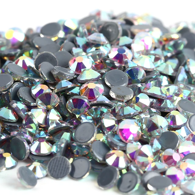 Super Glitter Crystal AB Non Hot Fix Rhinestones SS3-SS50 FlatBack Strass Sewing&Fabric Garment Nail Art Rhinestones Decorations Glue AB