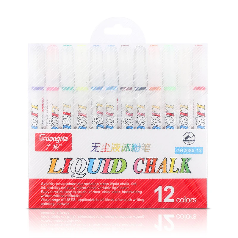 

12 Color/Box Colorful Dust-free Liquid Chalk Set The Office Stationery Erasable Eco-friendly Marker Pens School Supplies Markers