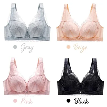 

Full Coverage Plus Size Lace Bra Push Up Wirefree Breathable Mesh Bras K2