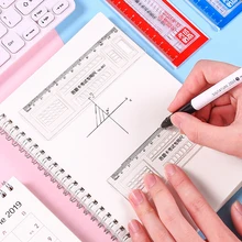 Règle droite multifonctionnelle en plastique, outil de mesure Transparent, règles de peinture, carte d'étudiant pour la papeterie d'examen