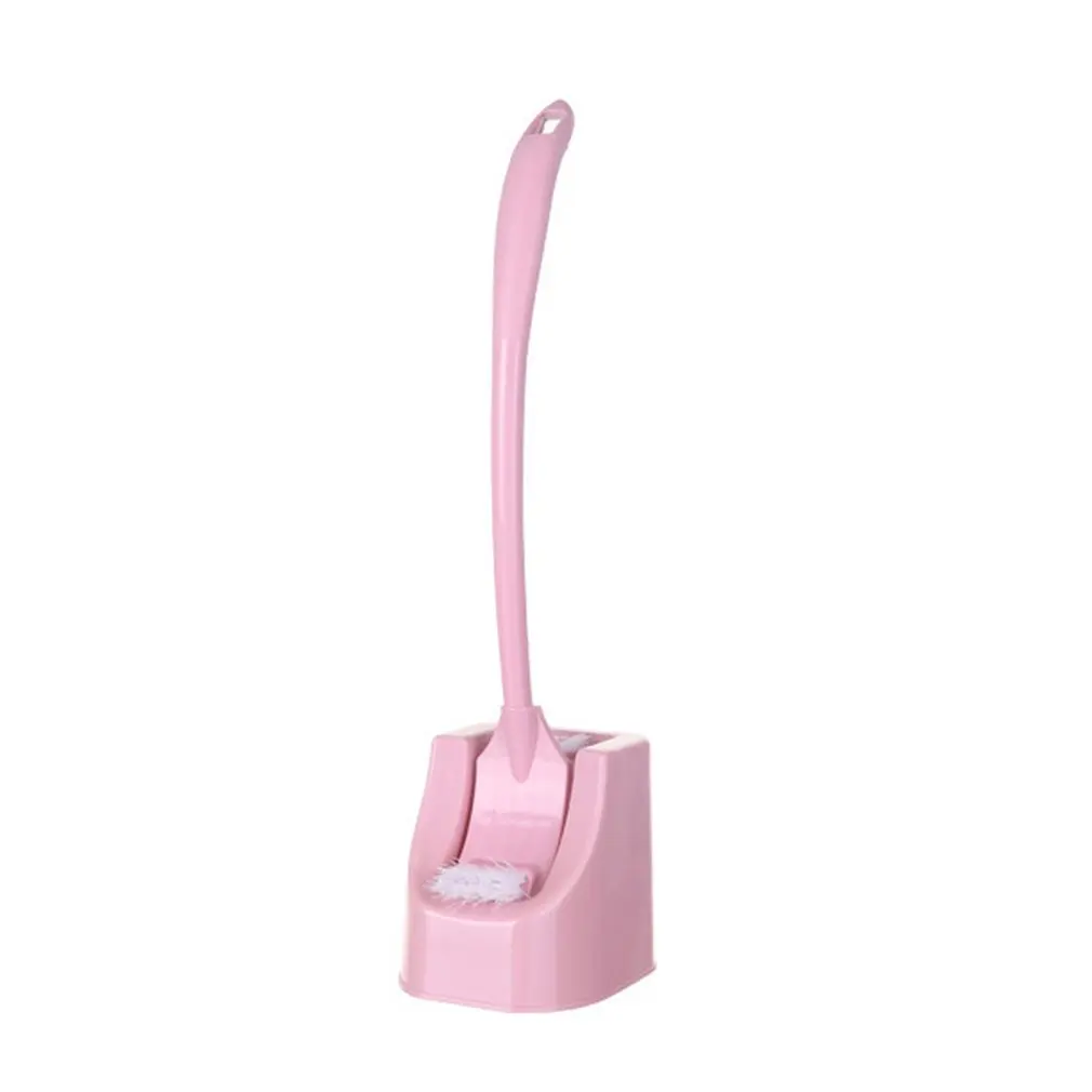 cheap Double Sided Toilet Brush Thick Plastic Long Handle Bathroom Cleaning Brush with Holder Base for Home Hotel Bathroom