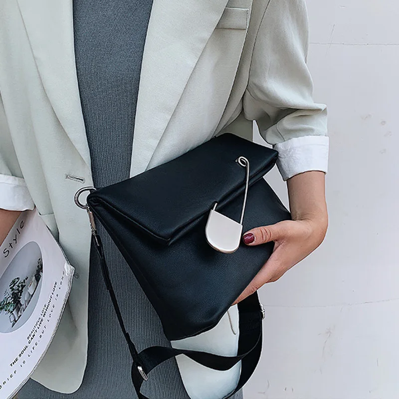 Designer Leather Women Handbags Fashion Wide Strap Female Shoulder