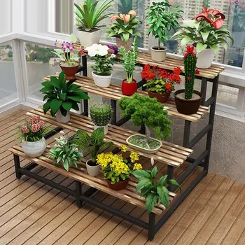 

Wooden Shelves For Pot Estanteria Para Plantas Saksi Standi Terraza Stojak Na Kwiaty Plant Rack Balcony Shelf Flower Stand