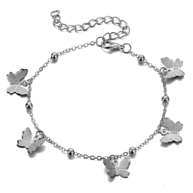 Pink Butterfly Anklets Set For Women Cute Gold Letter Angel Chain Anklet Foot Ankle Bracelet Summer Beach Jewelry