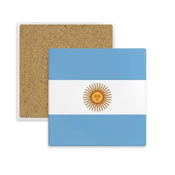 

Argentina National Flag South America Country Square Coaster Cup Mug Holder Absorbent Stone for Drinks 2pcs Gift