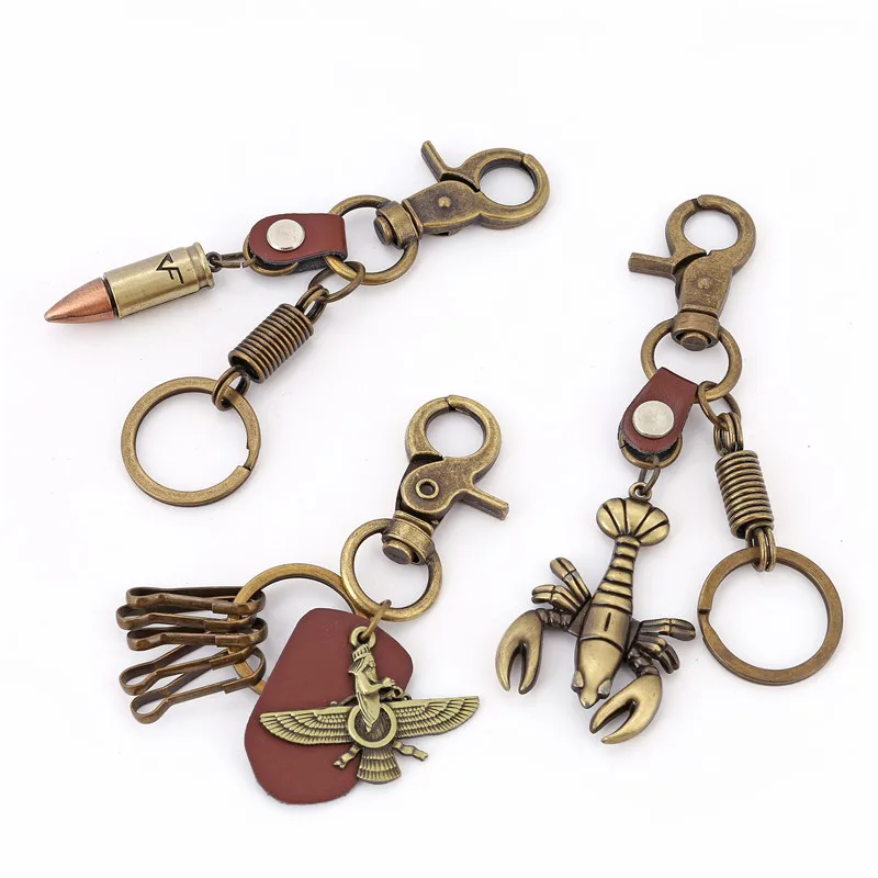 

Creative Vintage Antique Bronze Bullet Lobster Pendant Key Chains Necklace Hanging Decor Old Look DIY Craft Retro Keychain