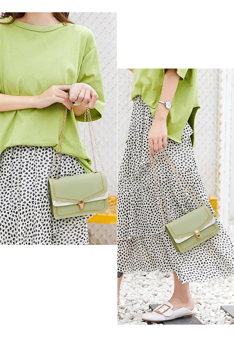 Контрастная мини-модная женская сумка квадратная Женская многофункциональная вышитая цепь Слинг Сумка для молодой девушки мобильный телефон сумка