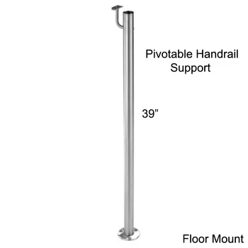 

Freeshipping SUS 304# 39"(1000mm) Floor Mount Newel Post W/Handrail Support