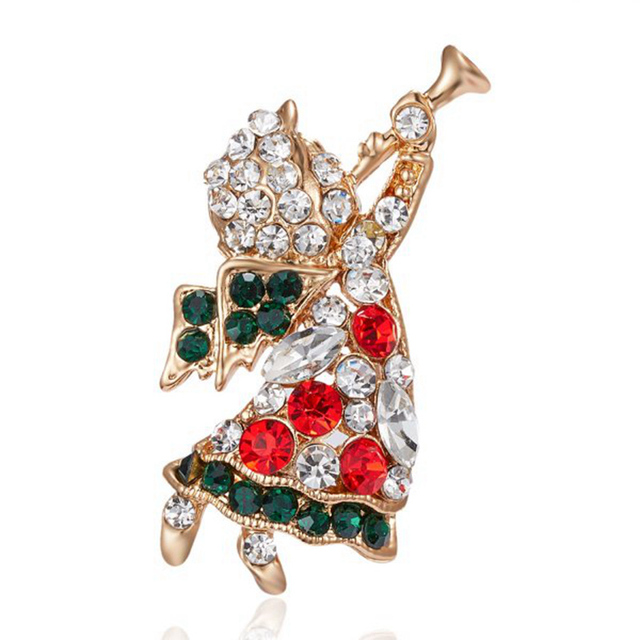 Year Christmas Brooch For Women Fashion Snowman Santa Claus Tree Deer Bell Hat Rhinestone Enamel Cute Jewelry Kids Gifts