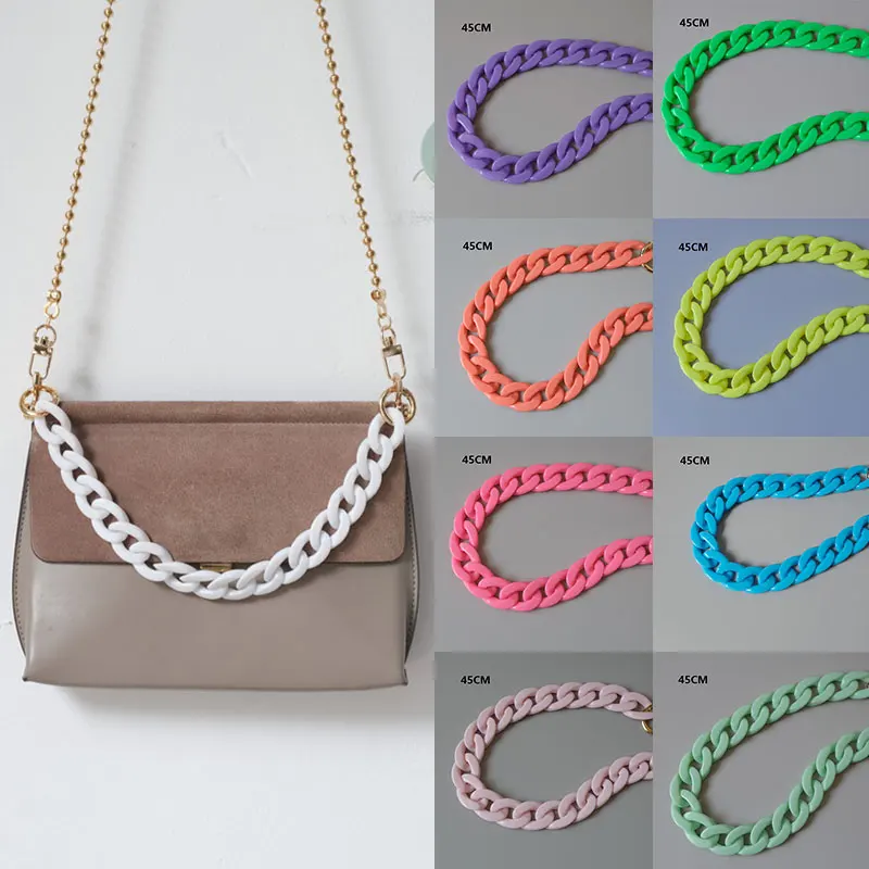 Candy Color Resin Women Acrylic Shoulder Bag Strap Chic 45/86/120cm Messenger Handbags Belts Fashion Bag Chains Bag Handles 2021