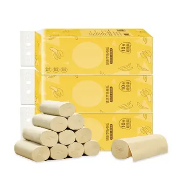 

10 Roll Wood Pulp Toilet Paper Towel 4 Layers Embossed Food Grade No Core Tissue 50JF