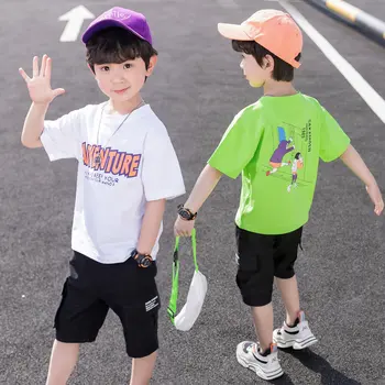 

Teen Boys Summer Clothing Sets for Children Tracksuits for Boys Print Tees & Shorts Suits Infant Clothes Set Kids Cotton Outfits