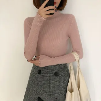 

Women Sweater Autumn Winter Thin Clothes Slim Fit Casual Female Tops Turtleneck Warm Pullovers