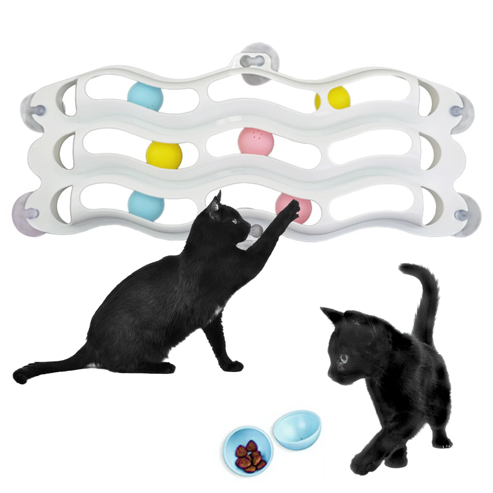 Multifunctional 3 Layers Cat Window Still Track Toy Cat Toys Funny Cat Exercise Intellectual Toy Wall Self-hey Toy