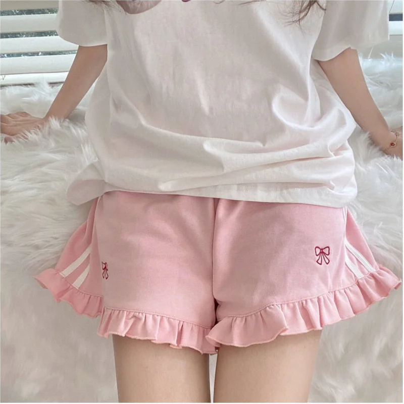 Lolita japonesa Kawaii feminina Shorts, moda casual, calça rosa fofa e  doce, plissado laço, linda roupa coreana, verão, 2021 - AliExpress