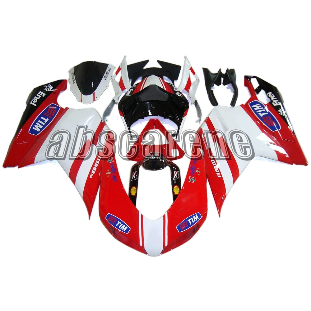 Выполните Обтекатели для поездок на мотоцикле Ducati 1098 848 1198 2007 2008 2009 2010 2011 2012 1098 848 1198 07-12 ABS Кузов красный, черный и белый