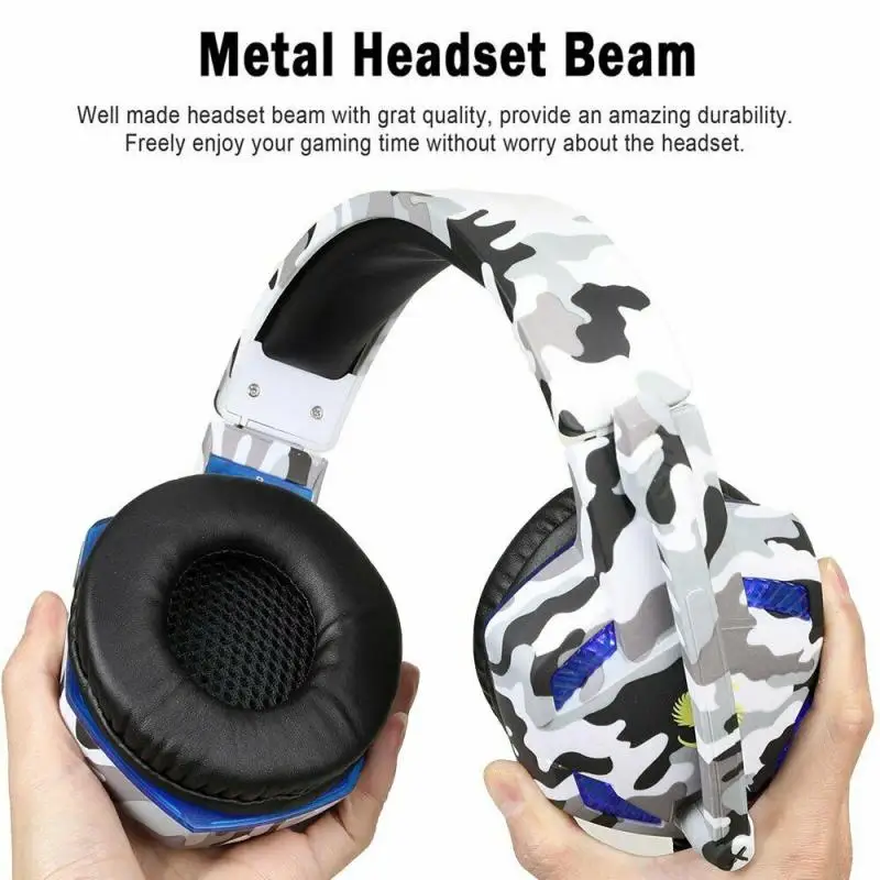 Camouflage Gaming Headsets Big Headphones with Light Mic Stereo Earphones Deep Bass for PC Computer Gamer Laptop PS4 New X BOX