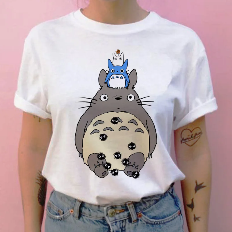 Totoro/женская футболка с рисунком из мультфильма «Унесенные призраками Тоторо», Новая графическая женская футболка с изображением японского ульцзанга, одежда, футболка, топы, футболки tumblr - Цвет: 769