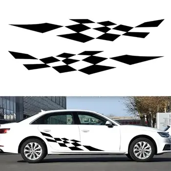 

1 Pair Sporty Racing Grid Flag Car-Styling Vehicle Body Side Sticker Decal Decor Boat Car Window Vinyl Decal Funny Poster