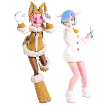 

1/8 Scale Painted Figure Re: Life In A Different World From Zero Wolf Suit Version Ram Lamb Suit Ver. Rem Action PVC Figure Toys