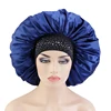 Satin Rhinestone Sleeping Muslim Women Hat Night Sleep Cap Hair Care Salon Makeup Headband Hijab Head Cover Elastic Band Bonnet 4