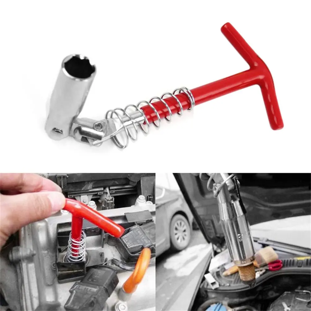 

T-handle Type Spark Plug Wrench Socket 360 Degree Rotate Auto Repair Tool Hand Tools Universal Socket Wrench Remover Installer