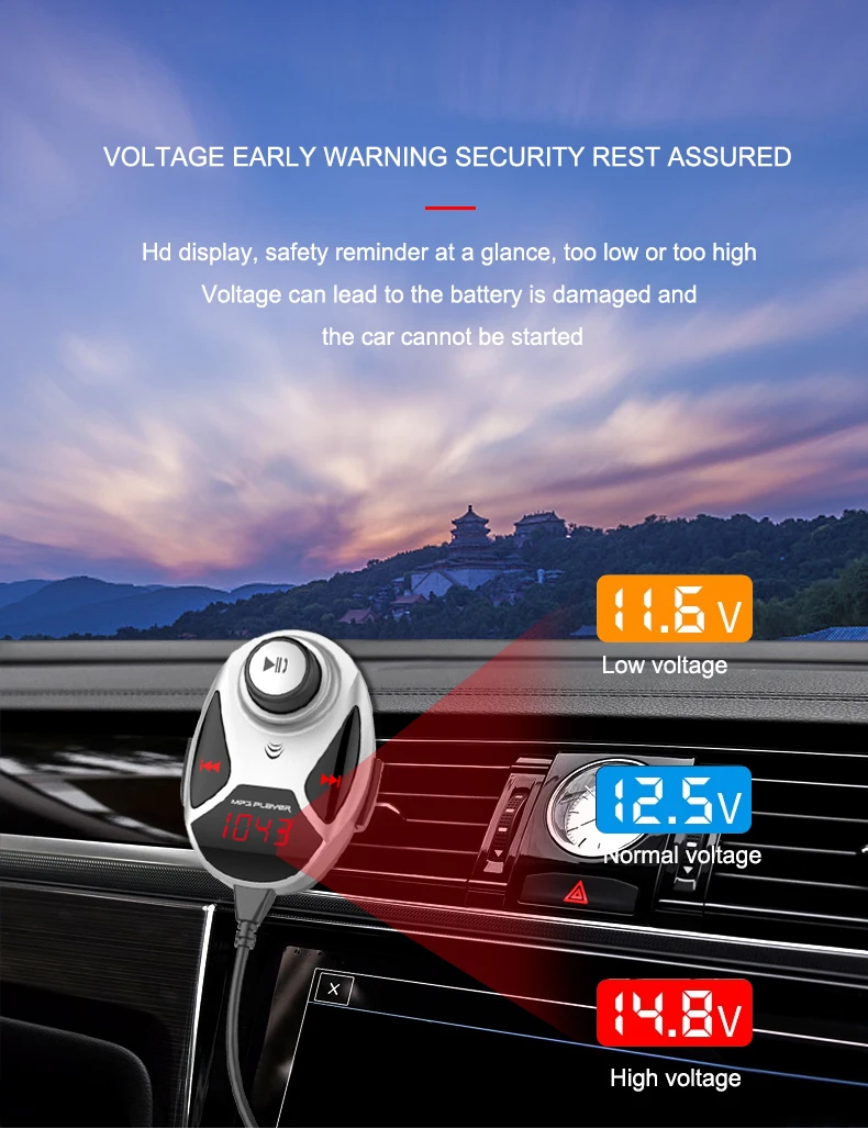 FM Transmitter Wireless Bluetooth Car Kit MP3 Player Modulator LED Display USB Charger Support TF Card For Car For Phone