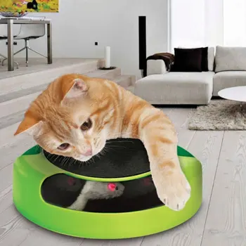 

Cat Kitten Catch the Mouse Plush Moving Toy Scratching Claw Care Mat Play Toy Funny Cat Turntable Plastic Cat Toy Mouse Board