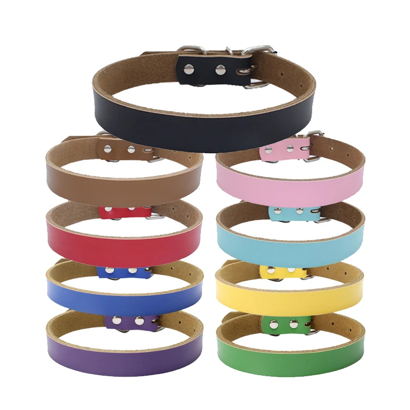 

Real Leather Cat Dog Collar pet Puppy Collars Adjustable Neck Strap For Small Medium large Big Dogs Necklaces Pet Accessories
