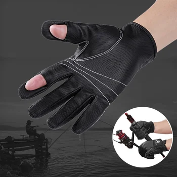 

Men Fishing Gloves 2 Cut Fingers Flexible Winter Fishing Gloves 2 Half-Finger Palm Anti-Slip Waterproof Hunting Cycling Gloves