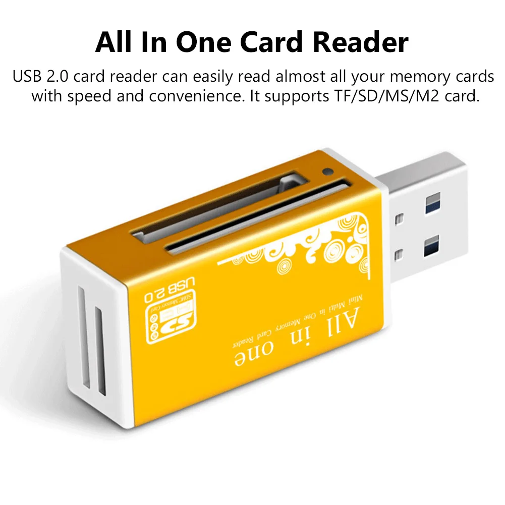 4 In 1 Micro SD Card Reader Adapter SDHC MMC USB SD Memory T-Flash M2 MS Duo USB 2.0 4 Slot Memory Card Readers Adapter Support female usb to male phone jack adapter