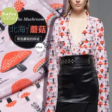 135 см гриб печатных шелковые ткани 12 мм шелковая крепдешиновая ткань микро-платье-футболка ткань шелковой ткани