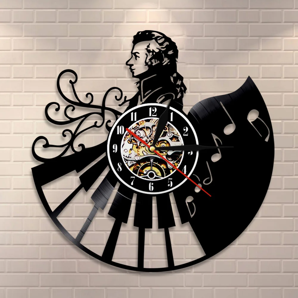 Wolfgang Amadeus Mozart фортепиано виниловая пластина настенные часы домашний декор ретро